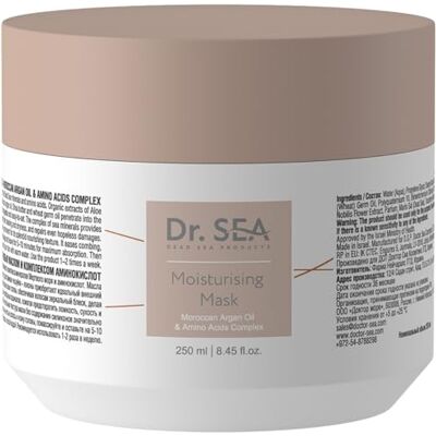 DR. SEA – Hydraterend Masker met Marokkaanse Arganolie en Aminozurencomplex – Voor Droog en Beschadigd Haar – Herstelt, Voedt en Maakt Zacht – Zonder Siliconen – 250ml DR. SEA – Hydraterend Masker met Marokkaanse Arganolie en Aminozurencomplex – Voor Droog en Beschadigd Haar – Herstelt, Voedt en Maakt Zacht – Zonder Siliconen – 250ml