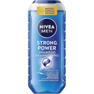 Beiersdorf NIVEA MEN Strong Power Shampoo (250 ml), krachtige shampoo voor mannen met zeemineralen, haarshampoo tegen futloos haar. Beiersdorf NIVEA MEN Strong Power Shampoo (250 ml), krachtige shampoo voor mannen met zeemineralen, haarshampoo tegen futloos haar.