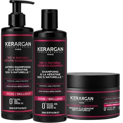 KERARGAN Ultra Herstellend Trio Shampoo, Conditioner & Masker met Keratine voor Beschadigd en Gestrest Haar Voedt, Maakt Glad & Versterkt Zonder Sulfaten, GGO’s, Siliconen 3x250ml KERARGAN Ultra Herstellend Trio Shampoo, Conditioner & Masker met Keratine voor Beschadigd en Gestrest Haar Voedt, Maakt Glad & Versterkt Zonder Sulfaten, GGO’s, Siliconen 3x250ml