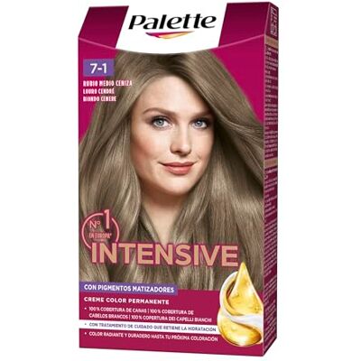 Schwarzkopf Palette Intensive Creme Color 7.1 Medium Asblond Optimale grijsdekking permanente verzorging met marulaolie langdurige kleur tot 8 weken Schwarzkopf Palette Intensive Creme Color 7.1 Medium Asblond Optimale grijsdekking permanente verzorging met marulaolie langdurige kleur tot 8 weken