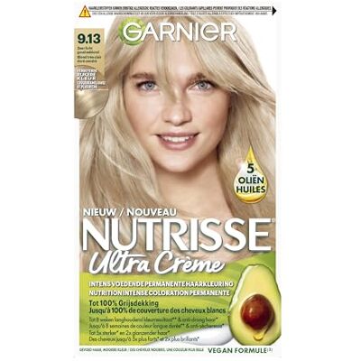 NUTRISSE Garnier Ultra Crème Zeer Licht As Goudblond 9.13 Permanente Haarkleuring NUTRISSE Garnier Ultra Crème Zeer Licht As Goudblond 9.13 Permanente Haarkleuring