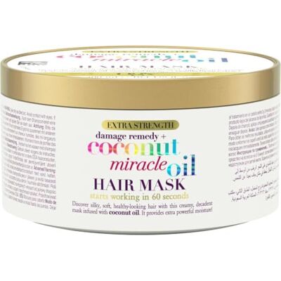 OGX Kokoswonderolie Haarmasker, Extra Kracht Schade Herstel, Intens Voedend Masker voor Droog & Beschadigd Haar, Met Kokosolie & Tiaré, 300 ml OGX Kokoswonderolie Haarmasker, Extra Kracht Schade Herstel, Intens Voedend Masker voor Droog & Beschadigd Haar, Met Kokosolie & Tiaré, 300 ml
