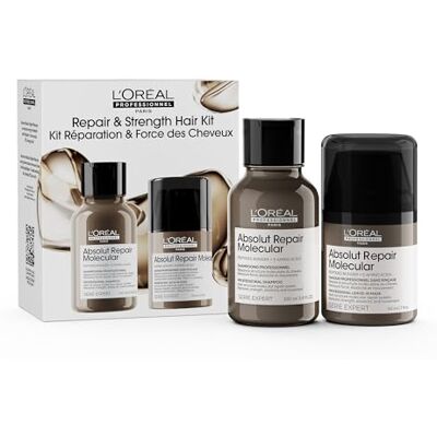 L'Oréal Professionnel Paris L'Oréal Professionnel, Mini Duo Geschenkset, Herstellende Shampoo En Hittebeschermende Leave-In, Voor Zeer Beschadigd Haar, Met Peptiden Bonder en 5 Aminozuren, Absolut Repair Molecular, 100ml & 50 ml L'Oréal Professionnel Paris L'Oréal Professionnel, Mini Duo Geschenkset, Herstellende Shampoo En Hittebeschermende Leave-In, Voor Zeer Beschadigd Haar, Met Peptiden Bonder en 5 Aminozuren, Absolut Repair Molecular, 100ml & 50 ml