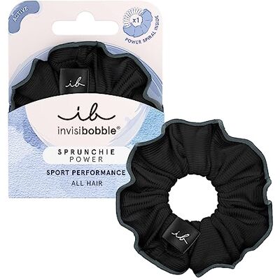 Invisibobble 1 x Scrunchies Sprunchie Power x 1 x zwarte haar; extra sterke stof met spiraalelastiek aan de binnenkant en reflecterende band, krullend haar Invisibobble 1 x Scrunchies Sprunchie Power x 1 x zwarte haar; extra sterke stof met spiraalelastiek aan de binnenkant en reflecterende band, krullend haar