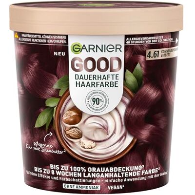 Garnier GOOD Permanente Haarkleur 4.61 zonsopgangs-violet kleuring zonder ammoniak, tot 100% grijsdekking, 1 stuk Garnier GOOD Permanente Haarkleur 4.61 zonsopgangs-violet kleuring zonder ammoniak, tot 100% grijsdekking, 1 stuk