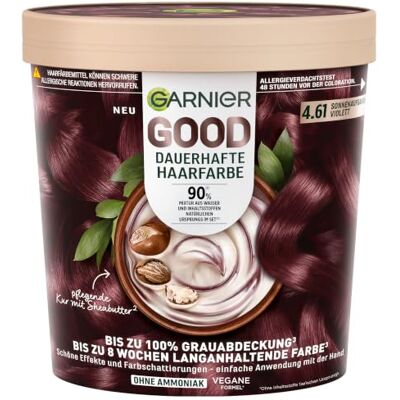 Garnier GOOD Permanente Haarkleur 4.61 zonsopgangs-violet kleuring zonder ammoniak, tot 100% grijsdekking, 1 stuk Garnier GOOD Permanente Haarkleur 4.61 zonsopgangs-violet kleuring zonder ammoniak, tot 100% grijsdekking, 1 stuk