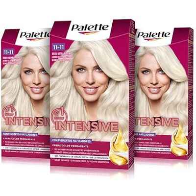 Schwarzkopf Intensieve crème Color 1-1 Blonde Ultra Platina, permanente haarkleur met macadamia-olie en amandelolie, dekt 100% van de grijze haren en wortels af, voor stralend haar, 3 stuks Schwarzkopf Intensieve crème Color 1-1 Blonde Ultra Platina, permanente haarkleur met macadamia-olie en amandelolie, dekt 100% van de grijze haren en wortels af, voor stralend haar, 3 stuks