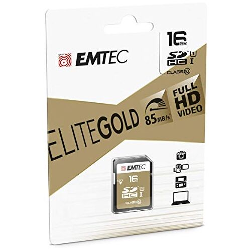 EMTEC SDHC 16GB Class10 Gold + 16GB SDHC Klasse 10 geheugenkaart geheugenkaarten (16 GB, SDHC, klasse 10, 85 MB/s, zwart, bruin)