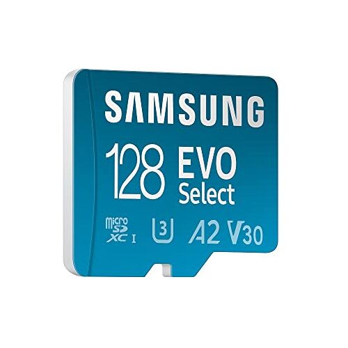 Samsung EVO Select (2021) microSD-geheugenkaart, 128GB micro SD XC UHS-I U3 130MB/s Full HD & 4K UHD SD Kaart Geheugenkaart met Adapter, MB-ME128KA/EU