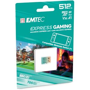 EMTEC , MicroSDXC-kaart 512 GB UHS-I U3 V30 A1 Express Gaming, compatibel met Nintendo Switch 2, hoge snelheid tot 880 Mb/s, uitgebreide opslag, ideaal voor videogames en apps EMTEC , MicroSDXC-kaart 512 GB UHS-I U3 V30 A1 Express Gaming, compatibel met Nintendo Switch 2, hoge snelheid tot 880 Mb/s, uitgebreide opslag, ideaal voor videogames en apps