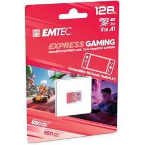 EMTEC , MicroSDXC-kaart 128 GB UHS-I U3 V30 A1 Express Gaming, compatibel met Nintendo Switch 2, hoge snelheid tot 880 Mb/s, uitgebreide opslag, ideaal voor videogames en apps EMTEC , MicroSDXC-kaart 128 GB UHS-I U3 V30 A1 Express Gaming, compatibel met Nintendo Switch 2, hoge snelheid tot 880 Mb/s, uitgebreide opslag, ideaal voor videogames en apps