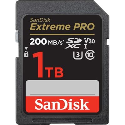 SanDisk Extreme PRO SDXC UHS‐I‐Kaart 1 TB (4K UHD, Leessnelheden Tot 200 MB/s, Class 10, UHS-I, U3, V30, 2 Jaar RescruePRO Deluxe Software, Levenslange Beperkte Garantie) Zwart SanDisk Extreme PRO SDXC UHS‐I‐Kaart 1 TB (4K UHD, Leessnelheden Tot 200 MB/s, Class 10, UHS-I, U3, V30, 2 Jaar RescruePRO Deluxe Software, Levenslange Beperkte Garantie) Zwart