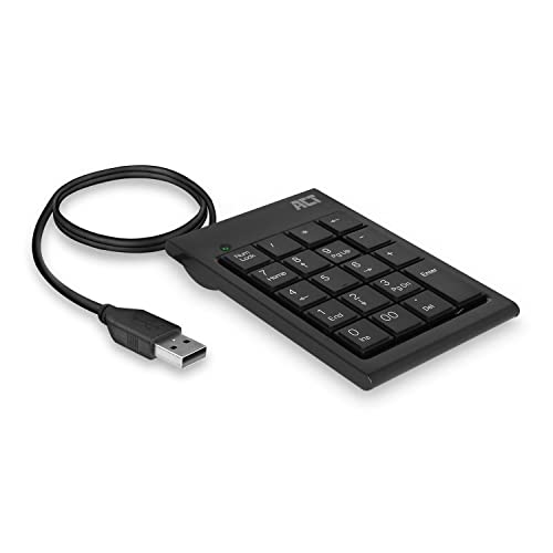 ACT Numeriek Toetsenbord, Bedraad USB Numpad Toetsenbord Mini, 19 Toetsen, Voor Financiën en Boekhouding AC5480