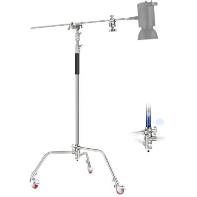NEEWER Heavy Duty lichtstandaard, metalen 3,4 m verstelbaar fotografiestatief C-standaard met giekarm ingebouwd veerkussen 1/4 inch schroef voor studio LED-licht, DSLR-camera, maximale belasting: 10 NEEWER Heavy Duty lichtstandaard, metalen 3,4 m verstelbaar fotografiestatief C-standaard met giekarm ingebouwd veerkussen 1/4 inch schroef voor studio LED-licht, DSLR-camera, maximale belasting: 10