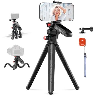 NEEWER Mini flexibel statief voor iPhone en camera met afstandsbediening/handvat/telefoonhouder/actiecamera-adapter, draagbaar zakbureaustatief voor reizen, vloggen, compatibel met iPhone GoPro NEEWER Mini flexibel statief voor iPhone en camera met afstandsbediening/handvat/telefoonhouder/actiecamera-adapter, draagbaar zakbureaustatief voor reizen, vloggen, compatibel met iPhone GoPro