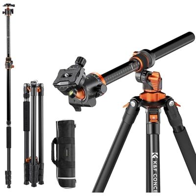 K&F CONCEPT statief voor camera, 230cm Professioneel camerastatief met nieuwe middenkolomconstructie, afneembare monopod, statief voor binnen en buiten T254A7+BH-28L K&F CONCEPT statief voor camera, 230cm Professioneel camerastatief met nieuwe middenkolomconstructie, afneembare monopod, statief voor binnen en buiten T254A7+BH-28L