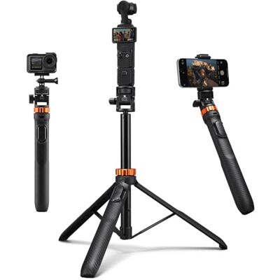 K&F CONCEPT iPhone 175 cm selfiestick met 6,35 cm schroef, compact statief met telefoonhouder, cameratelefoonhouder met afstandsbediening voor DJI Osmo Pocket 3 K&F CONCEPT iPhone 175 cm selfiestick met 6,35 cm schroef, compact statief met telefoonhouder, cameratelefoonhouder met afstandsbediening voor DJI Osmo Pocket 3