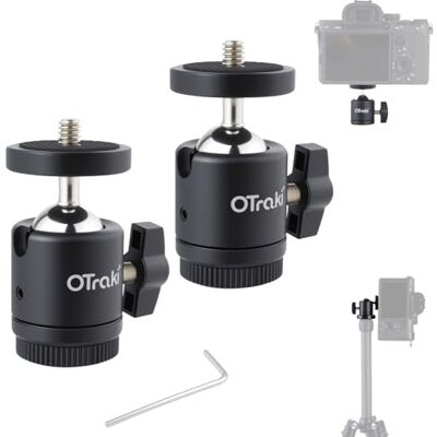 OTraki Set van 2 C-klemmen van roestvrij staal met 1/4 inch boring Kogelgewricht Hot Shoe adapter voor camera's monitor microfoon statieven monopod lichtstatieven accessoires houder flexibel OTraki Set van 2 C-klemmen van roestvrij staal met 1/4 inch boring Kogelgewricht Hot Shoe adapter voor camera's monitor microfoon statieven monopod lichtstatieven accessoires houder flexibel