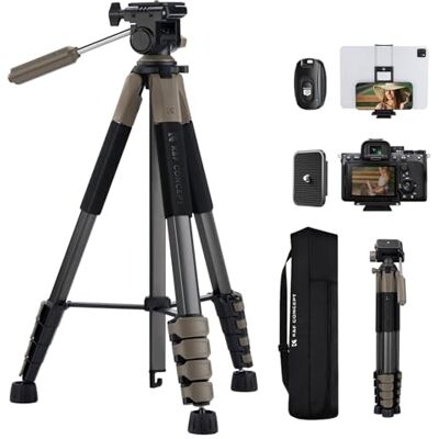 K&F CONCEPT Camerastatief voor smartphone, 190 cm, S255A3+BV01, licht statief met telefoonclip, voor DSLR Nikon Canon Sony, iPhone, Samsung, Bluetooth-afstandsbediening met 2-in-1 telefoon tablethouder, reisstandaard met Bluetooth, draagvermogen 4 kg S2 K&F CONCEPT Camerastatief voor smartphone, 190 cm, S255A3+BV01, licht statief met telefoonclip, voor DSLR Nikon Canon Sony, iPhone, Samsung, Bluetooth-afstandsbediening met 2-in-1 telefoon tablethouder, reisstandaard met Bluetooth, draagvermogen 4 kg S2