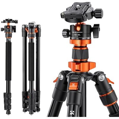 K&F CONCEPT Camera Tripod 79"/200cm, DSLR Tripods Aluminum Travel Vlog Tripod Monopod with 360° Panorama Ball Head 1/4" Quick Release Plate Carrying Case Loading Up to 17.6lbs/8kg for Canon Nikon Sony K&F CONCEPT Camera Tripod 79"/200cm, DSLR Tripods Aluminum Travel Vlog Tripod Monopod with 360° Panorama Ball Head 1/4" Quick Release Plate Carrying Case Loading Up to 17.6lbs/8kg for Canon Nikon Sony