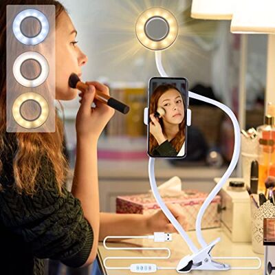 AGM Selfie Ring Licht, 3.5 inch Diameter met 24 inch Zwanenhals Stand & Mobiele Telefoon Houder Make-up Live-Streaming Telefoon Mount AGM Selfie Ring Licht, 3.5 inch Diameter met 24 inch Zwanenhals Stand & Mobiele Telefoon Houder Make-up Live-Streaming Telefoon Mount