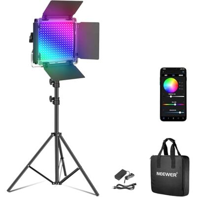 NEEWER Verbeterde RGB LED Video Studio-lamp met statief, app-bediening, 50 W, 7000 lumen, IRC97 3200-5600 K, dimbaar fotolichtpaneel, verlichtingsset, RGB660 Pro II NEEWER Verbeterde RGB LED Video Studio-lamp met statief, app-bediening, 50 W, 7000 lumen, IRC97 3200-5600 K, dimbaar fotolichtpaneel, verlichtingsset, RGB660 Pro II