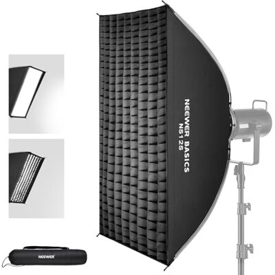 NEEWER BASICS Rechthoekige Softbox Kit, 60 x 89 cm Quick Release Bowens Mount Strip Soft Box Lichtdiffuser Compatibel met Godox Compatibel met Aputure Studio Fotografie Video Opname Verlichting, NS12S NEEWER BASICS Rechthoekige Softbox Kit, 60 x 89 cm Quick Release Bowens Mount Strip Soft Box Lichtdiffuser Compatibel met Godox Compatibel met Aputure Studio Fotografie Video Opname Verlichting, NS12S
