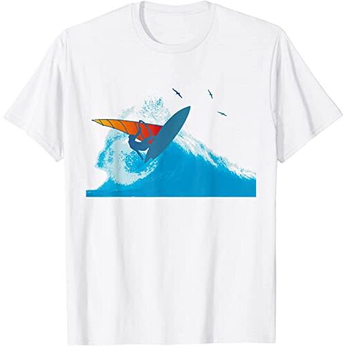 Aupuda Retro Windsurfen Gift Surf Windsurf Board Wave Mens Womens T-Shirt, Wit, XXL