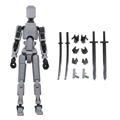 Azazaza T13 Actiefiguur Factiefiguur, Actiefiguur 3D Geprint Meervoudig Beweegbaar, Robot Action Figuur,13 Actiefiguur, Bureaubladdecoraties Voor Actiefiguren (Grijs)