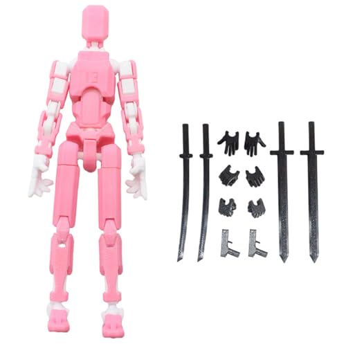 Azazaza T13 Actiefiguur Factiefiguur, Actiefiguur 3D Geprint Meervoudig Beweegbaar, Robot Action Figuur,13 Actiefiguur, Bureaubladdecoraties Voor Actiefiguren (Roze)