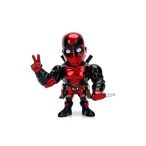 Jada Toys 253221006 Marvel Deadpool figuur, 10 cm, verzamelfiguur, gegoten perswerk, Rood/Zwart