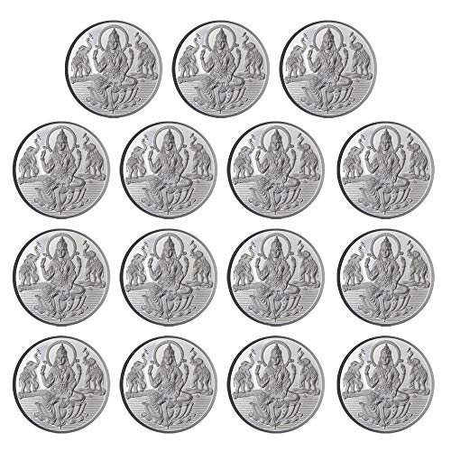 Vishaka Arts Godin Laxmi Coin In Pure 999 Zilver 1 Gram Set Van 15 Religieuze Munten