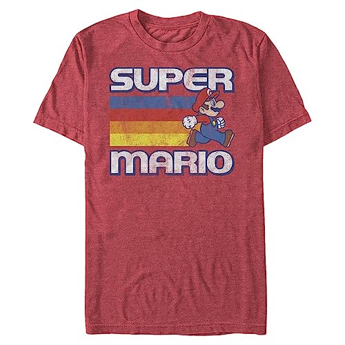 Nintendo Super Mario Running Retro Stripe T-shirt voor heren rood M