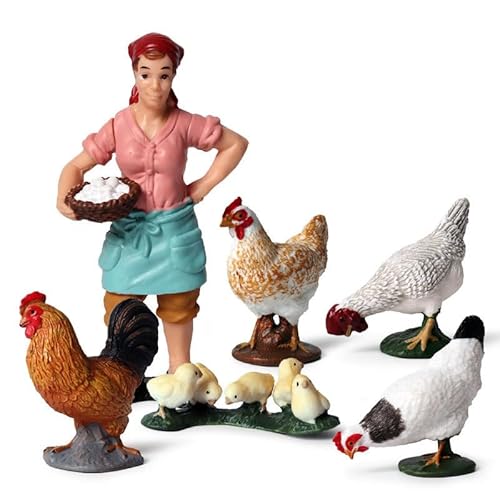 PAIVI Boer figuren, boer, boerderij vrouw, fokker, boer plastic scène model ornament (kippenfokker)