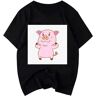 FIVERAM Dancing Print T-Shirt Dancing Pig Black L