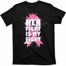 MEOWKIT Her Fight Is My Fight Breast Cancer Mens T-Shirt Unisex Tee Black S