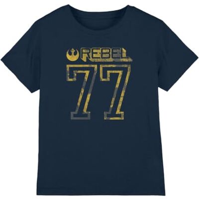 STAR WARS Rebel 77 Uniseks T-shirt voor kinderen, marineblauw, 7-8 jaar, marineblauw, 7-8 jaar STAR WARS Rebel 77 Uniseks T-shirt voor kinderen, marineblauw, 7-8 jaar, marineblauw, 7-8 jaar