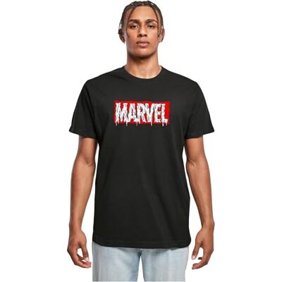MERCHCODE Heren T-shirt Marvel Drip Tee, regular fit, katoen 100%, XS, zwart, XS MERCHCODE Heren T-shirt Marvel Drip Tee, regular fit, katoen 100%, XS, zwart, XS