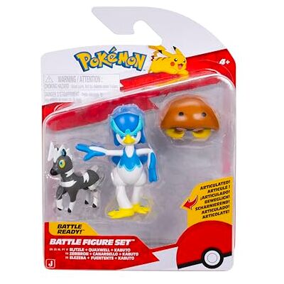 Pokémon PKW4094 Battle Figure Set Blitzle, Kabuto, Quaxwell, officiële figurenset Pokémon PKW4094 Battle Figure Set Blitzle, Kabuto, Quaxwell, officiële figurenset
