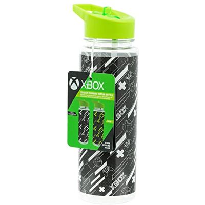 Paladone Xbox Plastic Waterfles met Rietje die van Kleur Verandert, 650 ml, Officieel Gelicenseerd Product Paladone Xbox Plastic Waterfles met Rietje die van Kleur Verandert, 650 ml, Officieel Gelicenseerd Product