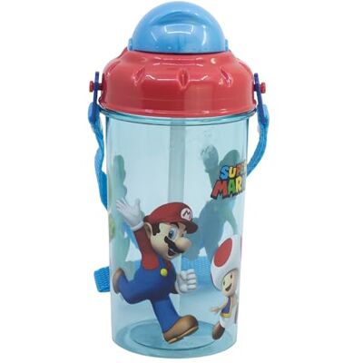 Stor Kinderdrinkfles met Rietje Super Mario Bros 465ml BPA-vrije Plastic Fles met Deksel en Draagriem voor School en Sport Stor Kinderdrinkfles met Rietje Super Mario Bros 465ml BPA-vrije Plastic Fles met Deksel en Draagriem voor School en Sport