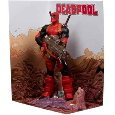 McFarlane Toys Marvel Deadpool 1:6th Scale Collectible met Scene & Comic (Deadpool #1) Marvel Collectible 12 inch standbeeld figuur 1/6 schaal geposeerde scène Deadpool rood pak #1 McFarlane Toys Marvel Deadpool 1:6th Scale Collectible met Scene & Comic (Deadpool #1) Marvel Collectible 12 inch standbeeld figuur 1/6 schaal geposeerde scène Deadpool rood pak #1