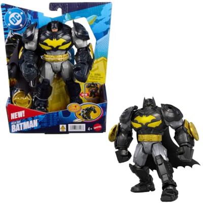 Mattel DC Premier Series extra grote gepantserde Batman-figuur Extra groot formaat van 16,5 cm, Battle Disc-functie, 8 geluiden en lichten, JMP84 Mattel DC Premier Series extra grote gepantserde Batman-figuur Extra groot formaat van 16,5 cm, Battle Disc-functie, 8 geluiden en lichten, JMP84
