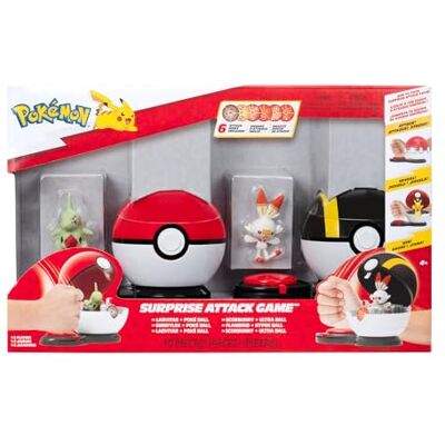 Pokémon Surprise aanvalsspel 2 inch Larvitar en Scorbunny met Poké Ball en Ultra Ball + 6 aanvalsschijven Pokémon Surprise aanvalsspel 2 inch Larvitar en Scorbunny met Poké Ball en Ultra Ball + 6 aanvalsschijven