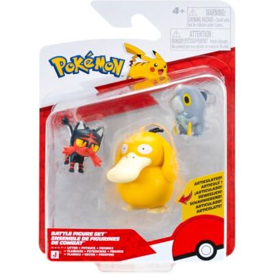 Pokémon PKW4560 Battle Figure Set Frospino, Flamiau, Enton, officiële figurenset Pokémon PKW4560 Battle Figure Set Frospino, Flamiau, Enton, officiële figurenset
