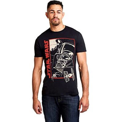 STAR WARS Heren Vader Poster T-shirt, Zwart, L STAR WARS Heren Vader Poster T-shirt, Zwart, L