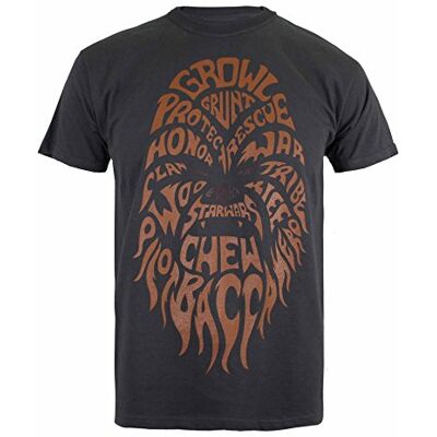 STAR WARS Chewbacca tekst T-shirt voor heren, zwart (houtskool), XL STAR WARS Chewbacca tekst T-shirt voor heren, zwart (houtskool), XL