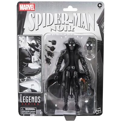 Marvel Legends Series Spider-Man Noir, Spider-Man-stripverzamelobject met kaartachtergrond in retrostijl, actiefiguur van 15 cm Marvel Legends Series Spider-Man Noir, Spider-Man-stripverzamelobject met kaartachtergrond in retrostijl, actiefiguur van 15 cm