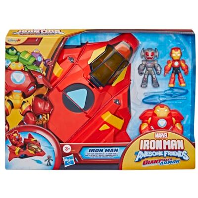 Marvel Disney Jr.-serie 's Iron Man en zijn Fantastische Vriendjes Supergroot Iron Jet-harnas, actiefiguren van 7,6 cm met speelgoedvoertuig en harnas, superheldspeelgoed, 3+ Marvel Disney Jr.-serie 's Iron Man en zijn Fantastische Vriendjes Supergroot Iron Jet-harnas, actiefiguren van 7,6 cm met speelgoedvoertuig en harnas, superheldspeelgoed, 3+