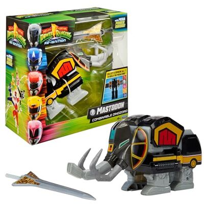 Power Rangers Megazord collectie, Zords beweegbaar, figuur, 20 cm, model Mastodon Dinozord, voor kinderen vanaf 4 jaar, PWG002, zwart, grijs en geel Power Rangers Megazord collectie, Zords beweegbaar, figuur, 20 cm, model Mastodon Dinozord, voor kinderen vanaf 4 jaar, PWG002, zwart, grijs en geel